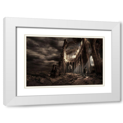 Faith White Modern Wood Framed Art Print with Double Matting by Kiciak, Christophe