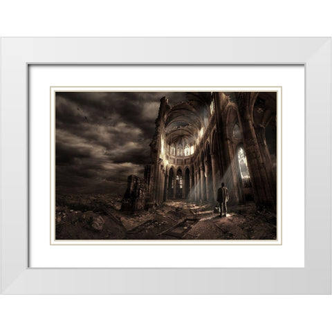 Faith White Modern Wood Framed Art Print with Double Matting by Kiciak, Christophe