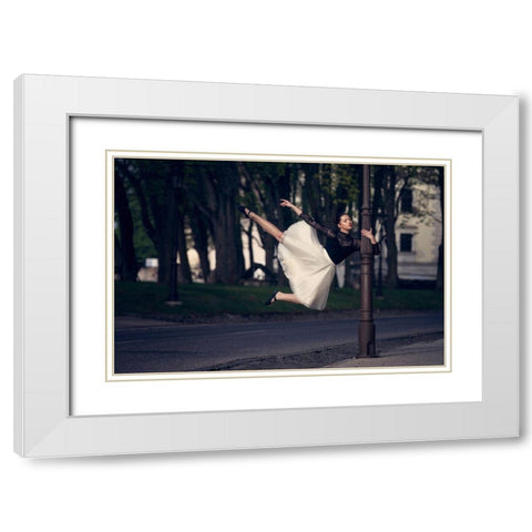 I Dance-I Am White Modern Wood Framed Art Print with Double Matting by Krystynek Mqep, Martin
