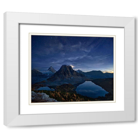 Starry Night At Mount Assiniboine White Modern Wood Framed Art Print with Double Matting by Zhang, Yan