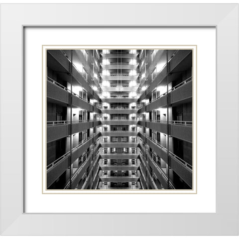 Corridor White Modern Wood Framed Art Print with Double Matting by Tajima, Koji