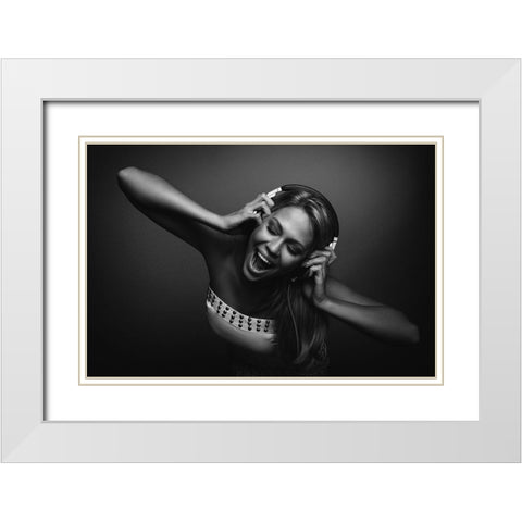 The Sound Of Happiness White Modern Wood Framed Art Print with Double Matting by Schroder, Thomas
