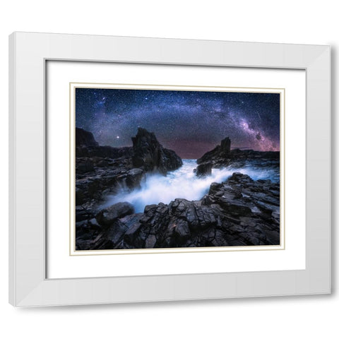 Bridge Of The Stone Gate White Modern Wood Framed Art Print with Double Matting by Zhang, Joshua
