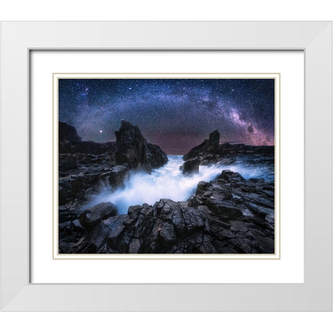 Bridge Of The Stone Gate White Modern Wood Framed Art Print with Double Matting by Zhang, Joshua