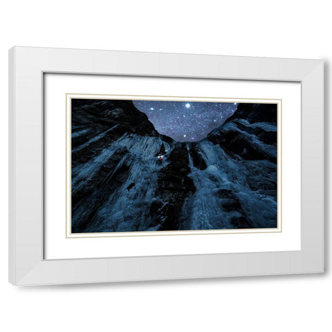 Star Climber White Modern Wood Framed Art Print with Double Matting by Takanobu, Kano