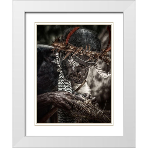 Dani: To Make Fire White Modern Wood Framed Art Print with Double Matting by Stranak, Pavol