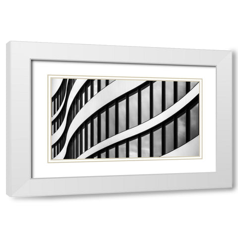 Panta Rhei White Modern Wood Framed Art Print with Double Matting by Pixxelpark