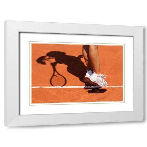 1St Serve White Modern Wood Framed Art Print with Double Matting by Loire, Herve