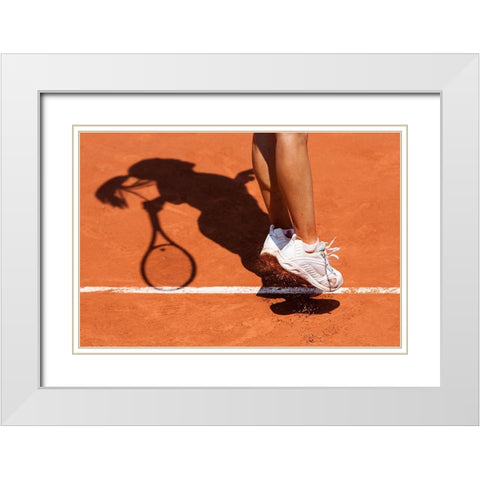 1St Serve White Modern Wood Framed Art Print with Double Matting by Loire, Herve