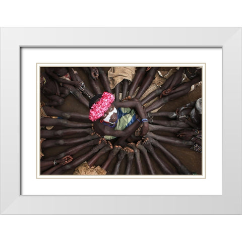 Kids In Holiday White Modern Wood Framed Art Print with Double Matting by Alhumaid, Hesham