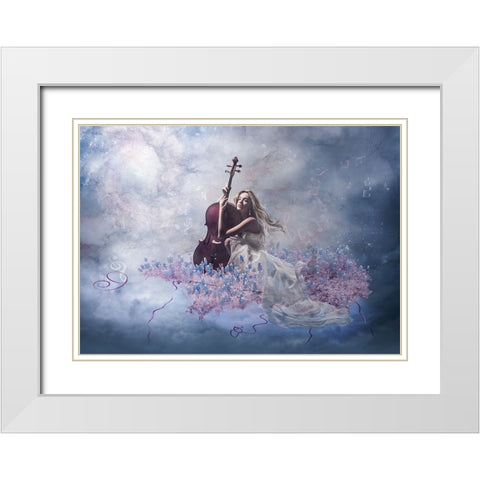 Music Of The Soul White Modern Wood Framed Art Print with Double Matting by Simongulashvili, Natalia
