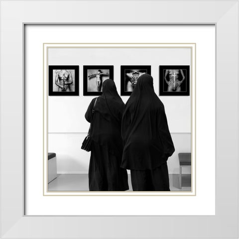 Watching The Exhibition Of John Lommen White Modern Wood Framed Art Print with Double Matting by Limberg, Huib