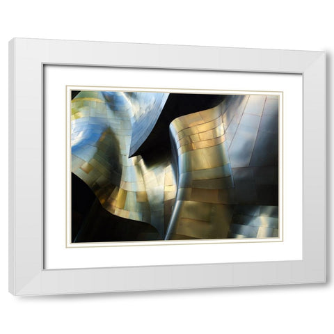 Organic Metal 3 White Modern Wood Framed Art Print with Double Matting by Reams, David