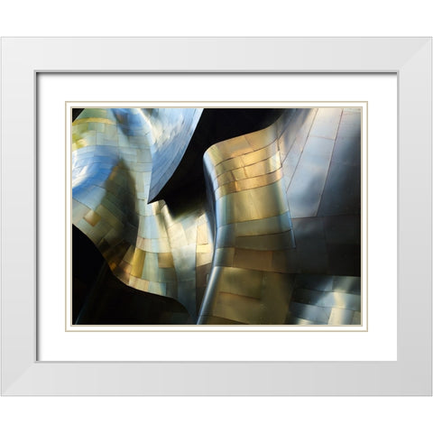 Organic Metal 3 White Modern Wood Framed Art Print with Double Matting by Reams, David