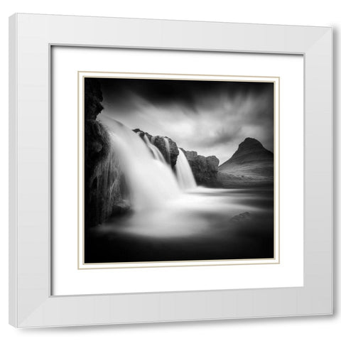 Kirkjufellfoss White Modern Wood Framed Art Print with Double Matting by Del Grosso, Sebastien
