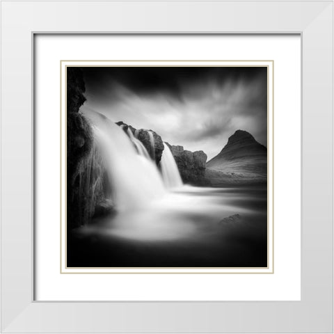 Kirkjufellfoss White Modern Wood Framed Art Print with Double Matting by Del Grosso, Sebastien