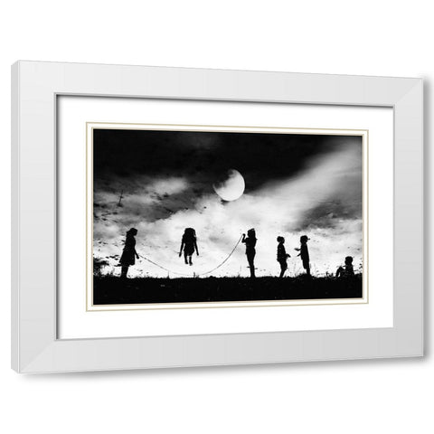 The Game High Jump White Modern Wood Framed Art Print with Double Matting by Satriani, Jay