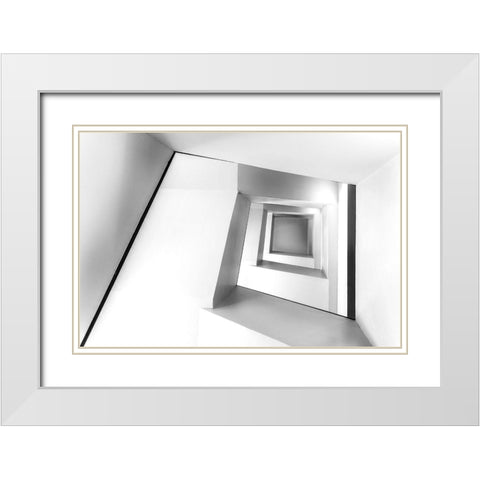 Golden Stairs White Modern Wood Framed Art Print with Double Matting by Al-Khalaf, Hassan