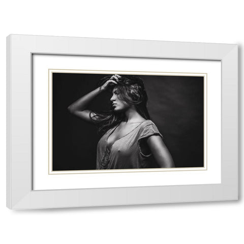 Dorine White Modern Wood Framed Art Print with Double Matting by Rozenzvig, Carmit