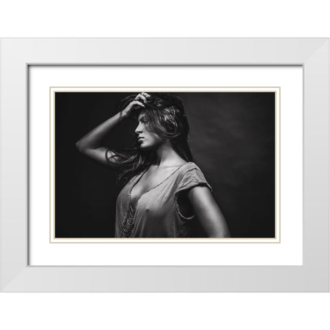 Dorine White Modern Wood Framed Art Print with Double Matting by Rozenzvig, Carmit