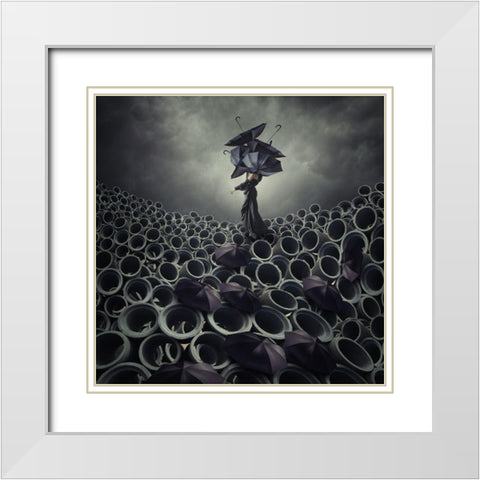 A Broken Serenade White Modern Wood Framed Art Print with Double Matting by Hardibudi