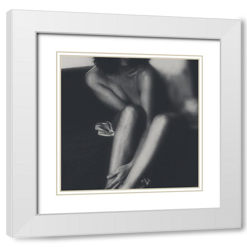 Elle 323 White Modern Wood Framed Art Print with Double Matting by Marianne
