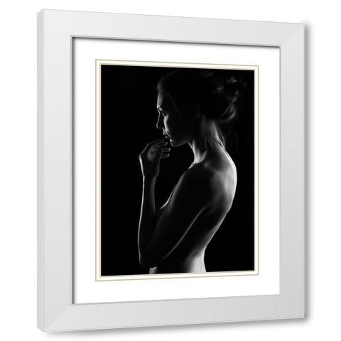 Winter Evening White Modern Wood Framed Art Print with Double Matting by Batenko, Dmitriy