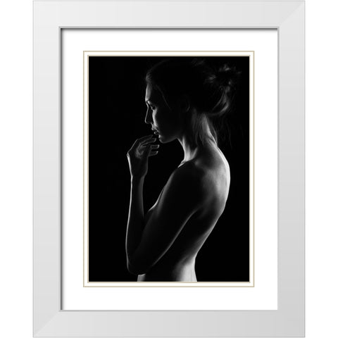 Winter Evening White Modern Wood Framed Art Print with Double Matting by Batenko, Dmitriy