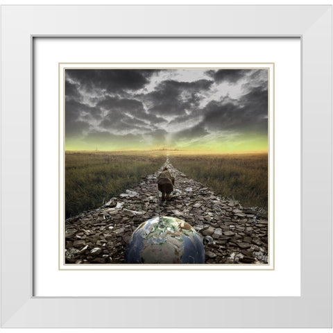 Welcome To The Universe White Modern Wood Framed Art Print with Double Matting by Valentino, Ivan