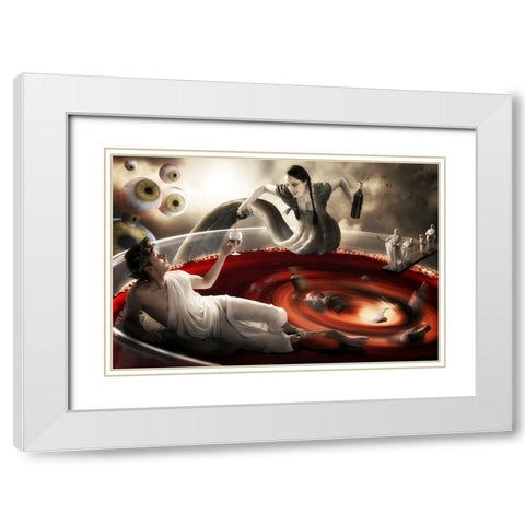 Delirium Tremens White Modern Wood Framed Art Print with Double Matting by Kiciak, Christophe