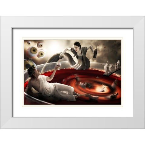 Delirium Tremens White Modern Wood Framed Art Print with Double Matting by Kiciak, Christophe