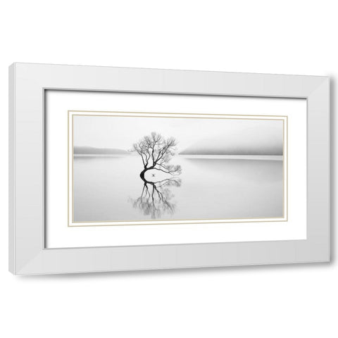 Serenity White Modern Wood Framed Art Print with Double Matting by Jones, Neville