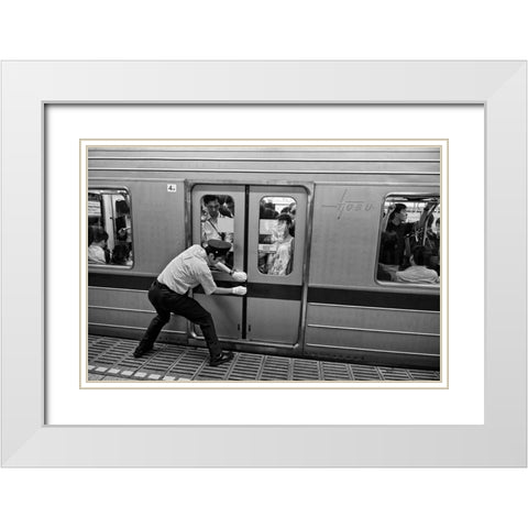 I Can Not Open The Door. White Modern Wood Framed Art Print with Double Matting by Inazio Kuesta, Joxe