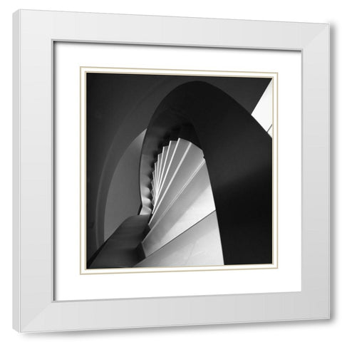 Straight And Curves Lines White Modern Wood Framed Art Print with Double Matting by Azevedo, Olavo
