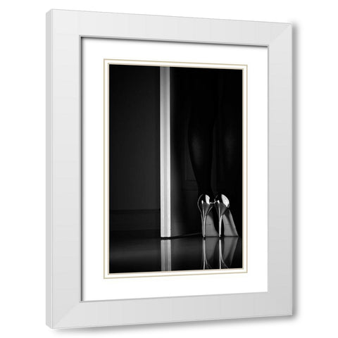 Black + White + Door White Modern Wood Framed Art Print with Double Matting by Schottstaedt, Erik