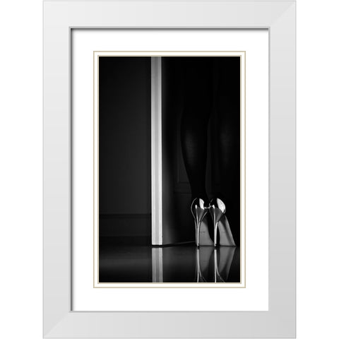 Black + White + Door White Modern Wood Framed Art Print with Double Matting by Schottstaedt, Erik