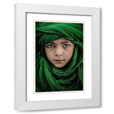 Green Boy White Modern Wood Framed Art Print with Double Matting by Dhahi, Saeed