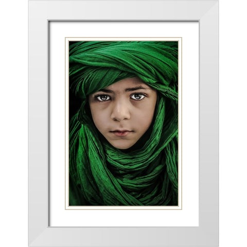 Green Boy White Modern Wood Framed Art Print with Double Matting by Dhahi, Saeed
