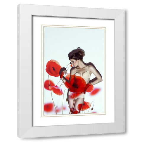 Red White Modern Wood Framed Art Print with Double Matting by marinastudio