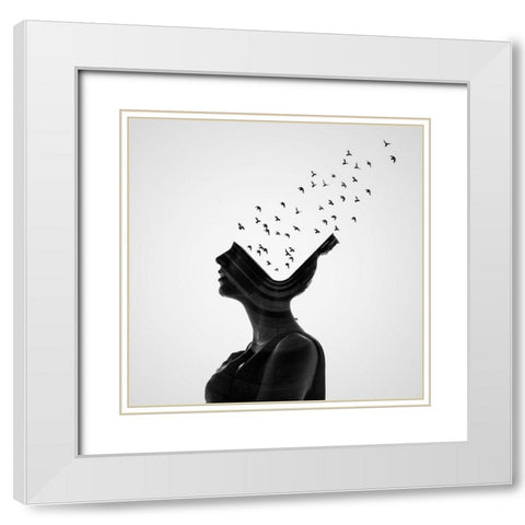Untitled White Modern Wood Framed Art Print with Double Matting by Demir, Erkin