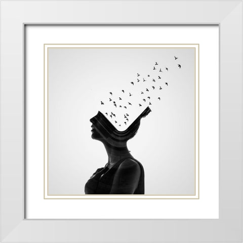 Untitled White Modern Wood Framed Art Print with Double Matting by Demir, Erkin