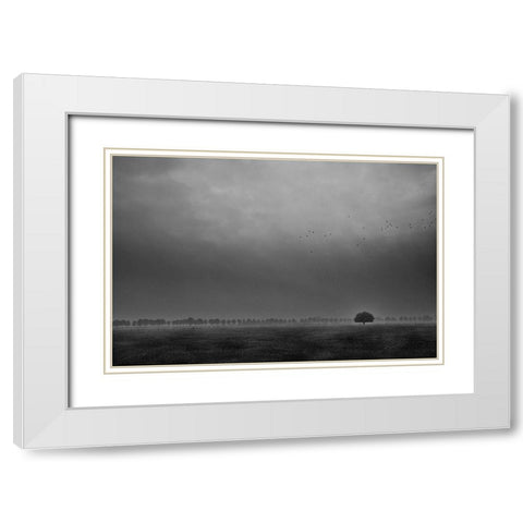 Solitaire White Modern Wood Framed Art Print with Double Matting by Hageman, Michiel