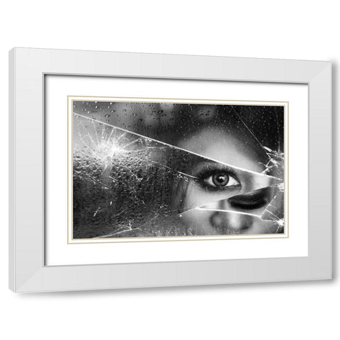 Face Of Pieces White Modern Wood Framed Art Print with Double Matting by Marlianto, Ivan