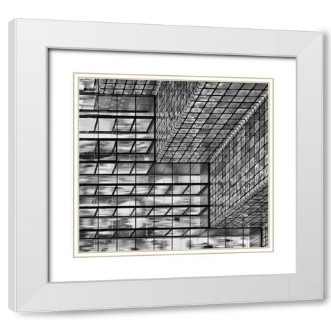 Silver Squares White Modern Wood Framed Art Print with Double Matting by Van Son, Greetje