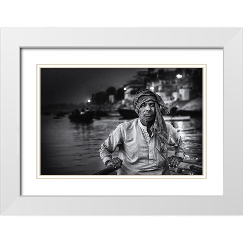 Nights On The Ganges White Modern Wood Framed Art Print with Double Matting by Flour, Piet