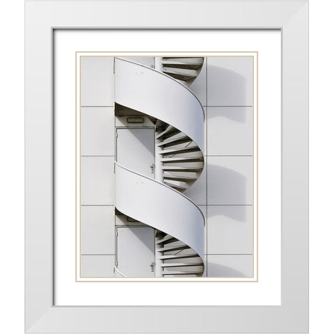 Fire Escape White Modern Wood Framed Art Print with Double Matting by van Maastricht, Henk