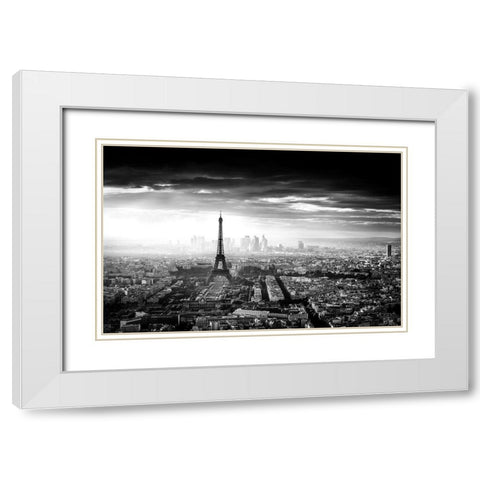 Paris White Modern Wood Framed Art Print with Double Matting by Marx, Jaco