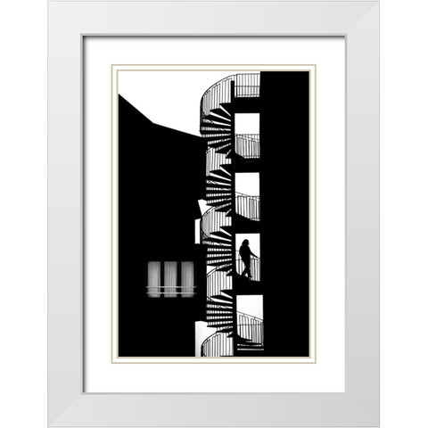 Silhouette White Modern Wood Framed Art Print with Double Matting by Della Latta, Massimo