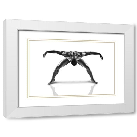 Metallic Nude 3 White Modern Wood Framed Art Print with Double Matting by JLP