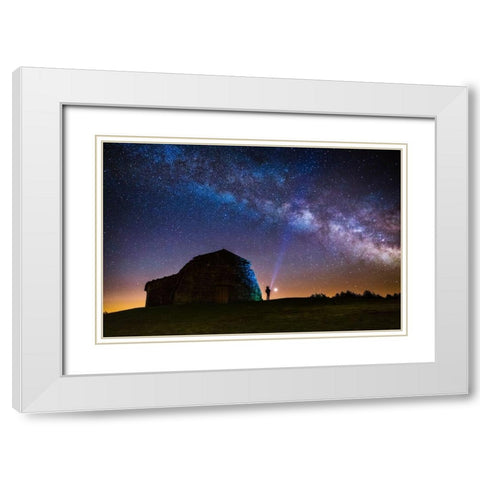 Counting Stars White Modern Wood Framed Art Print with Double Matting by Gadea, Jose